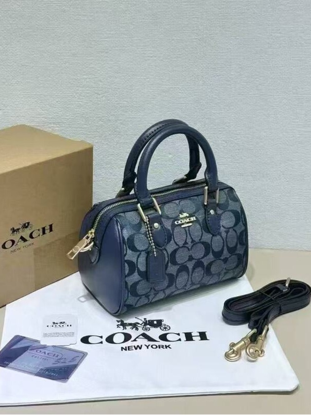 Coach Mini Satchel in Navy Signature Canvas